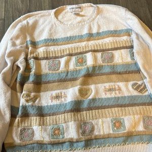 vintage xl woman’s Alfred Dunner sweater super cute flower and heart patches .